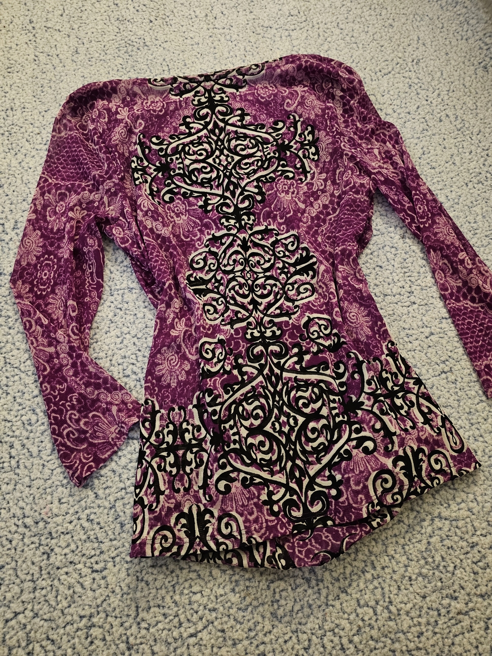 INC International Concepts Purple Patterned Top - Picture 6 of 7